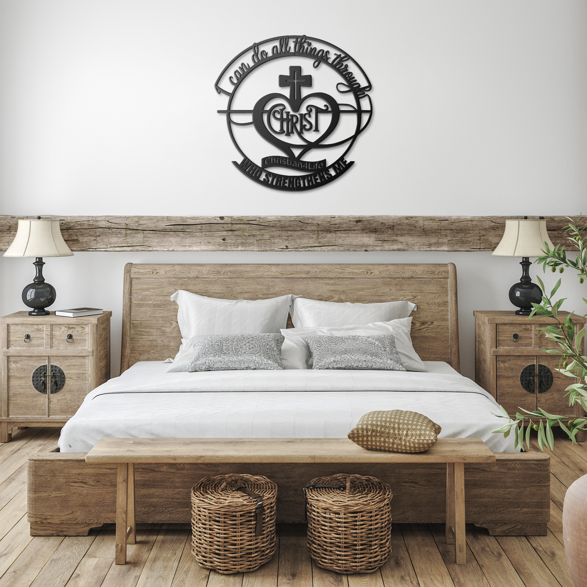 "I can do all things through Christ who strengthens me" Christian die-cut metal sign, Christian Metal Wall Art - Christian Steel Wall Decor