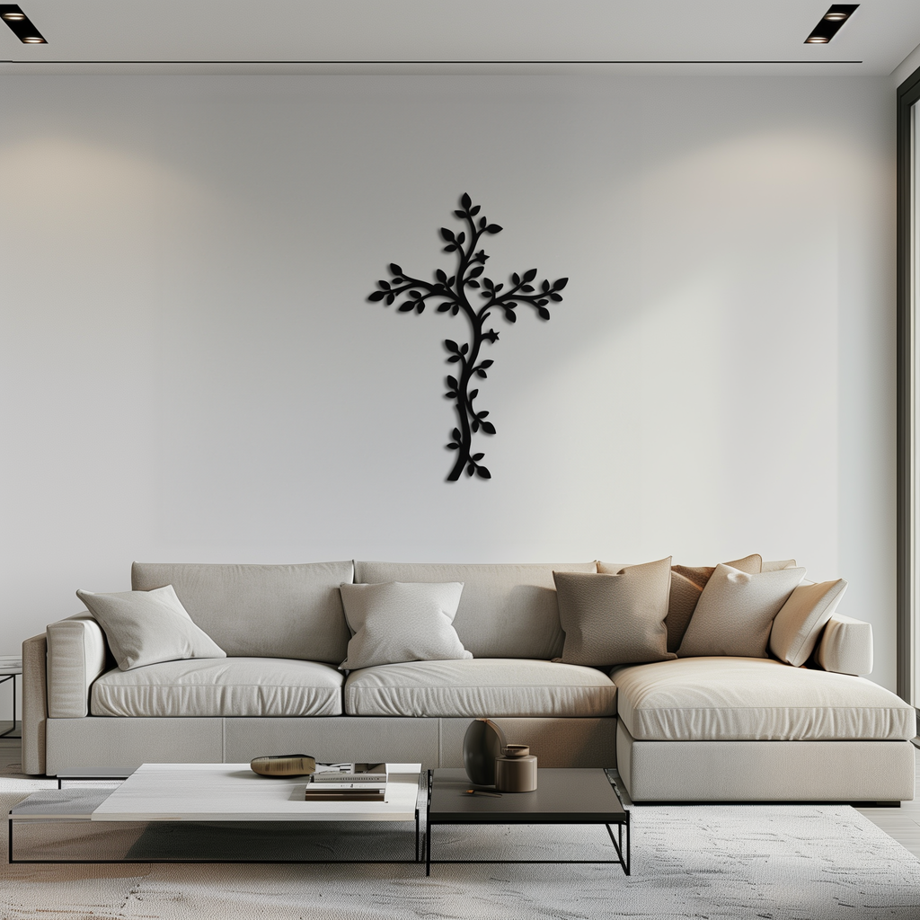 Steel Cross Metal Wall Art - Sacred Minimalist Christian Decor