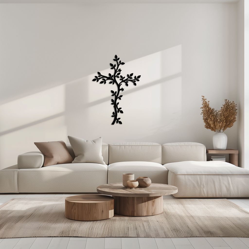 Steel Cross Metal Wall Art - Sacred Minimalist Christian Decor