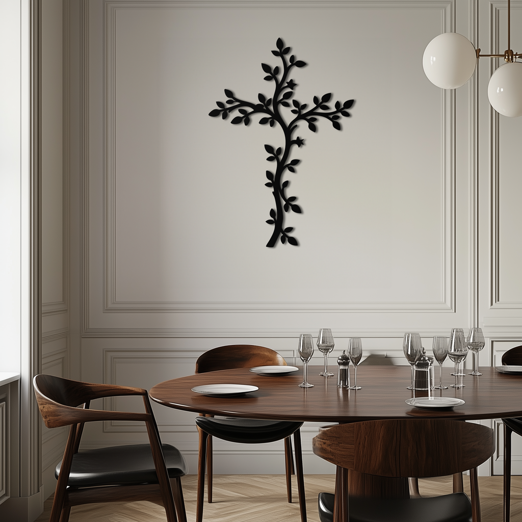 Steel Cross Metal Wall Art - Sacred Minimalist Christian Decor