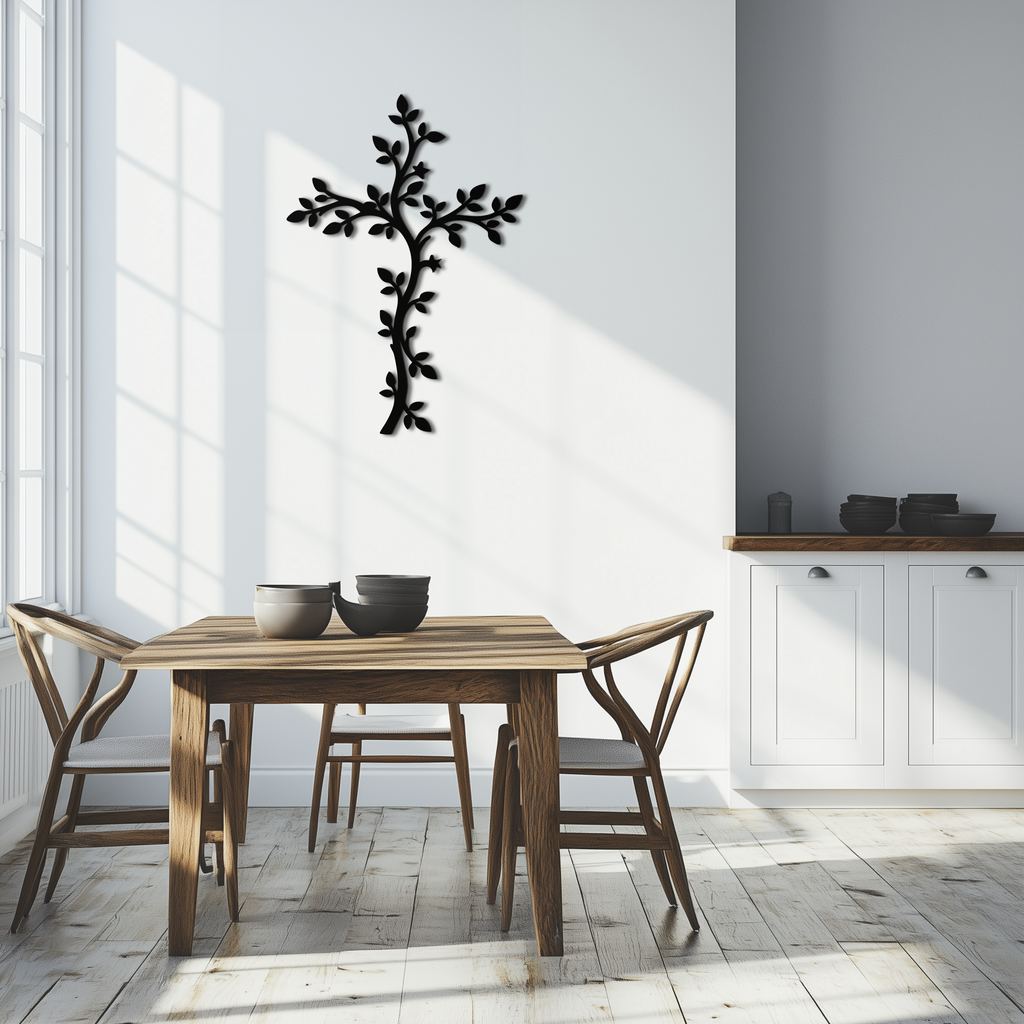Steel Cross Metal Wall Art - Sacred Minimalist Christian Decor