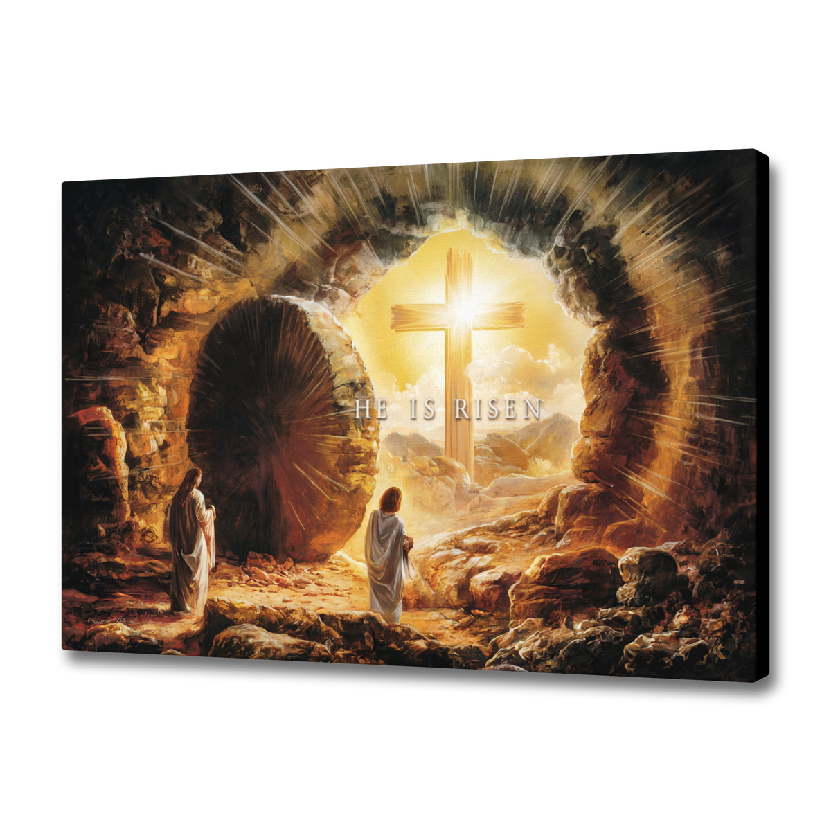 Open Tomb, He is Risen, Christian Gallery Wrapped Canvas, Easter Wall Art Print, Vision of Resurrection