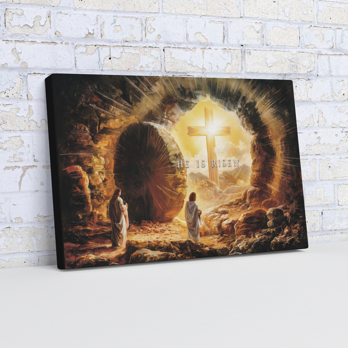 Open Tomb, He is Risen, Christian Gallery Wrapped Canvas, Easter Wall Art Print, Vision of Resurrection