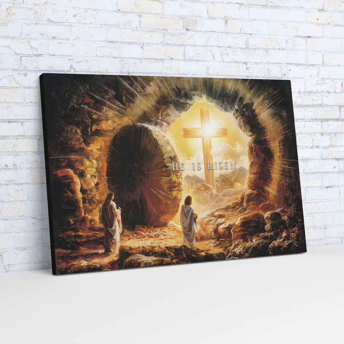 Open Tomb, He is Risen, Christian Gallery Wrapped Canvas, Easter Wall Art Print, Vision of Resurrection