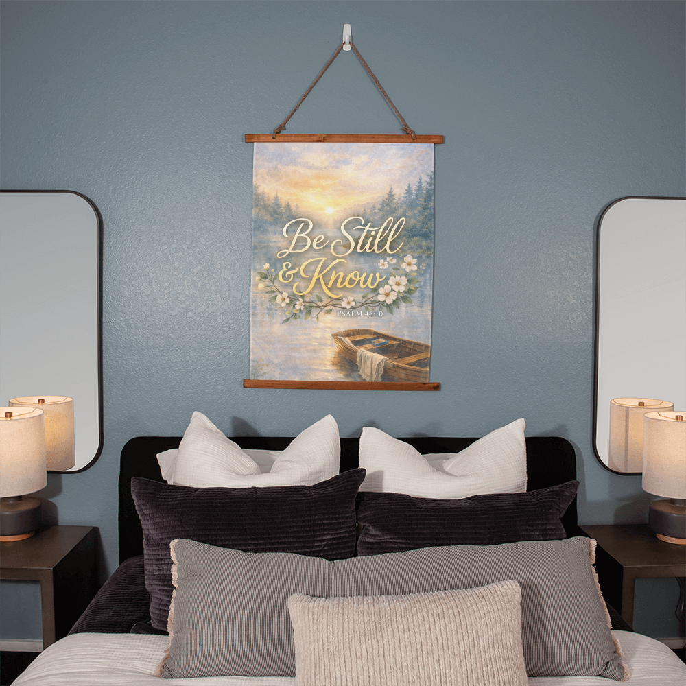 Be Still and Know Christian Wall Art – Psalm 46:10 Faith Comfort Apparel