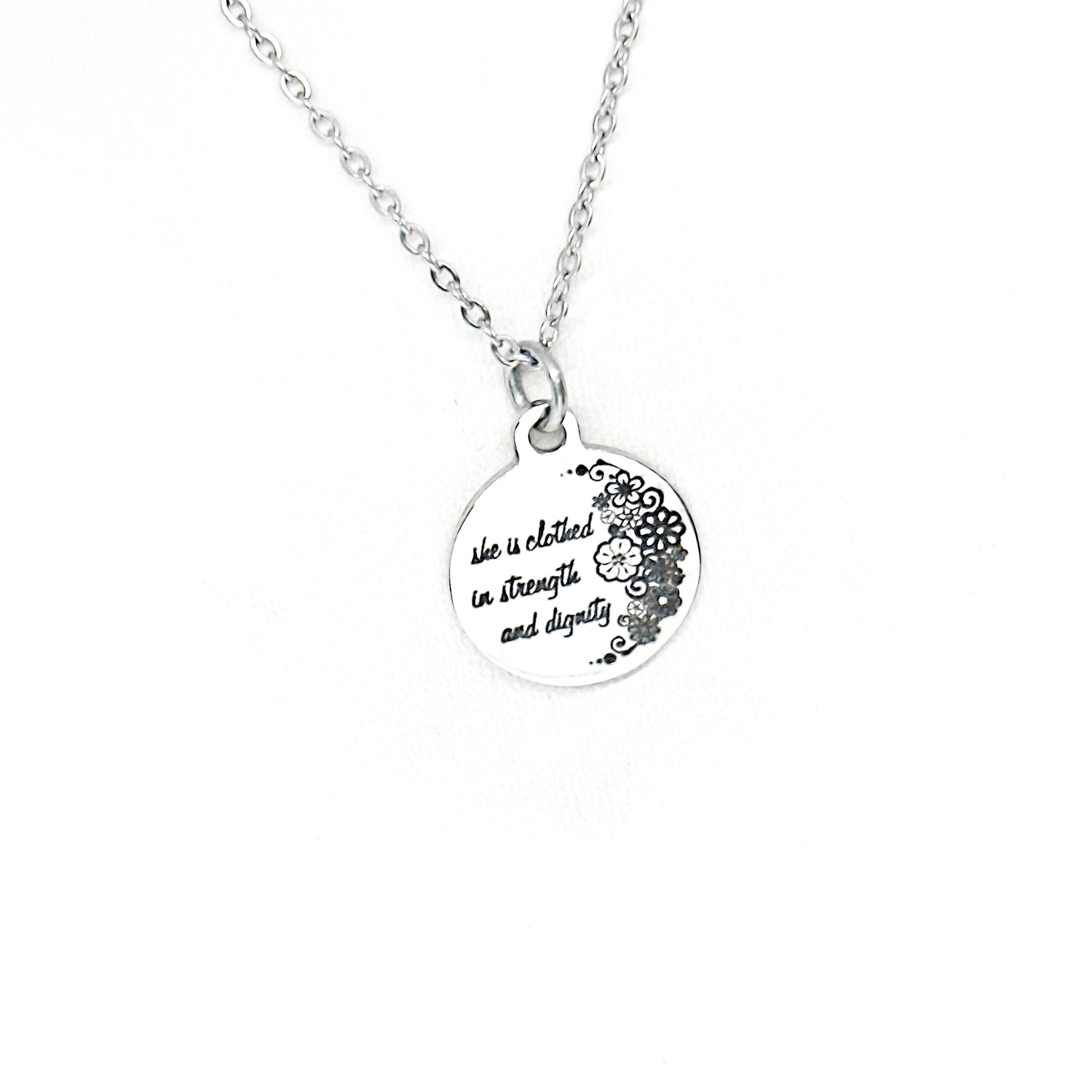She Is Clothed With Strength And Dignity Necklace, Proverbs 31 25 Woman, Gift For Her, Faith Jewelry, Daughter Gift, Wife Gift, Christian